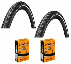 2 Dekk + 2 Slanger Continental Contact 700x40C (42-622) Med Refleks Dunlop Ventil