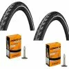 2 Dekk + 2 Slanger Continental Contact 700x35C (37-622) Med Refleks Dunlop Ventil