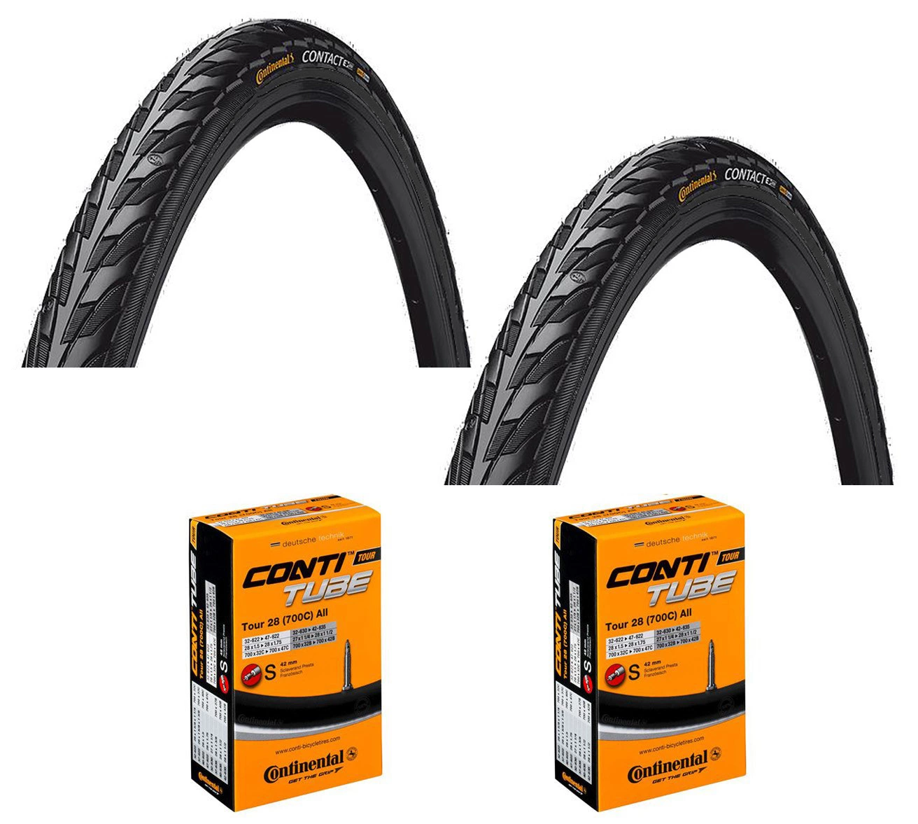 2 Dekk + 2 Slanger Continental Contact 700x40C (42-622) Racerventil