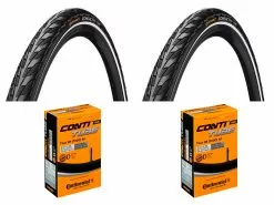 2 Dekk + 2 Slanger Continental Contact Citybike Dekk 700x45 Med Refleks Dunlop Ventil