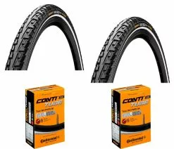 2 Dekk + 2 Slanger Continental Ride Tour Svart 700x35C (37-622) Refleks Racerventil