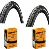 2 Dekk + 2 Slanger Continental Ride Tour Svart 700x35C (37-622) Refleks Dunlop Ventil