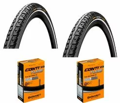 2 Dekk + 2 Slanger Continental Ride Tour Svart 700x35C (37-622) Refleks Dunlop Ventil