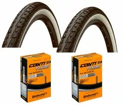 2 Dekk + 2 Slanger Continental Ride Tour Svart/hvit 700x45C (47-622) Dunlop Ventil
