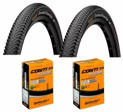2 Dekk + 2 Slanger MTB Dekk Continental Double Fighter III 700x35 (37-622) Bil Ventil