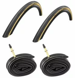 2 Dekk + 2 Slanger Schwalbe One Addix 700x25C Med Lyse Dekksider 48mm Racer Ventil