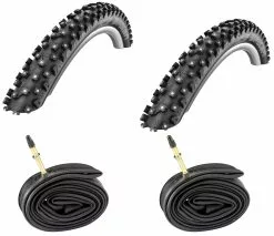 2 Dekk + 2 Slanger Schwalbe Ice Spiker Pro 29x2,25 Med Presta Ventil