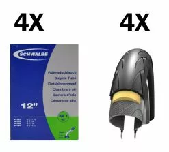 4 Dekk + 4 Slanger Schwalbe Kid 12''